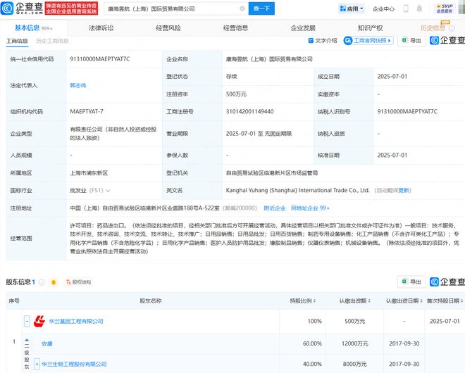 華蘭生物跨界投資，攜手成立國際貿(mào)易公司進(jìn)軍機(jī)械設(shè)備銷售